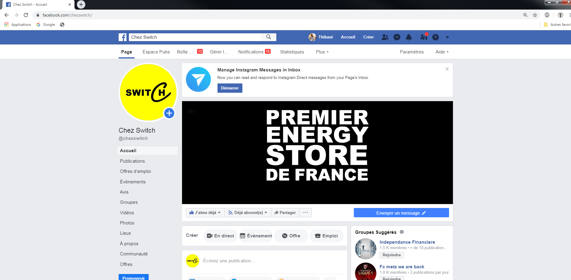 Facebook CHEZ SWITCH